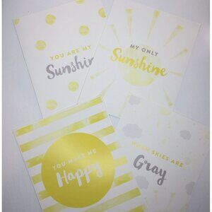 Set of 4 Prints You Are My Sunshine 8X10" Artwork Yellow Gray Home Wall Decor